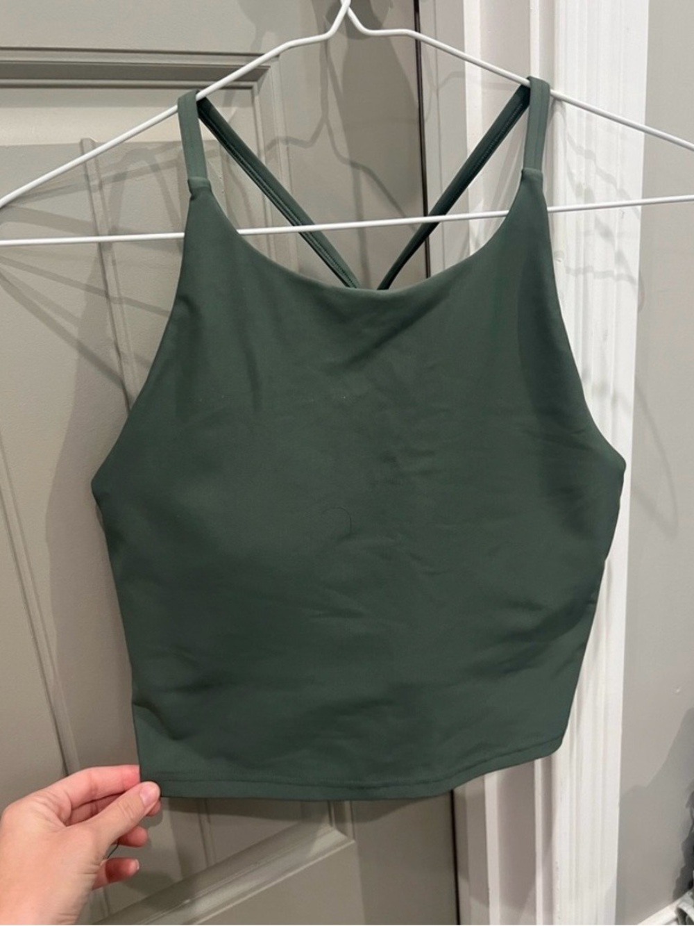 Old Navy Olive Green High Neck Crisscross Back Crop Tank